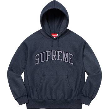 Navy Supreme Glitter Arc Hooded Sweatshirts | Supreme 334PQ